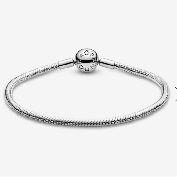 Pandora Moments Sterling Silver Snake Chain Bracelet w/ Ball Clasp, 7.1" - Picture 5 of 5